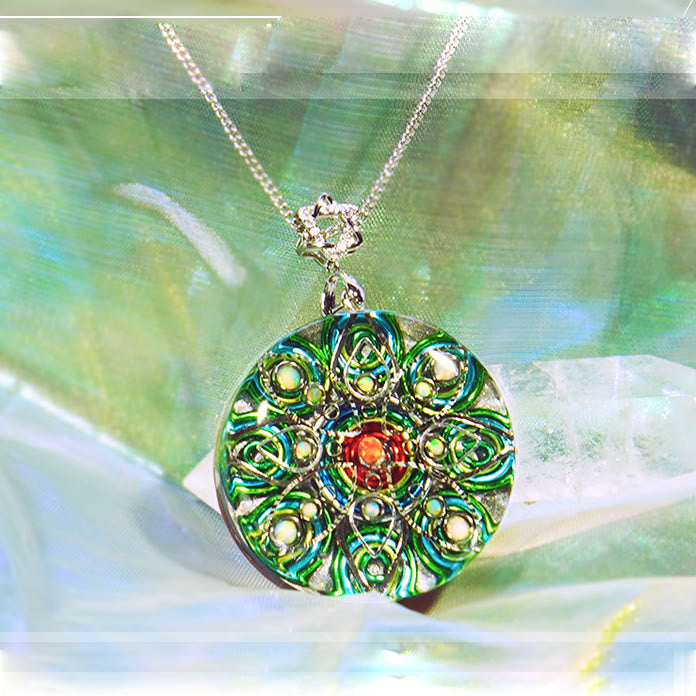 Olivenorma Green Rutilated Quartz Fire Opal Necklace