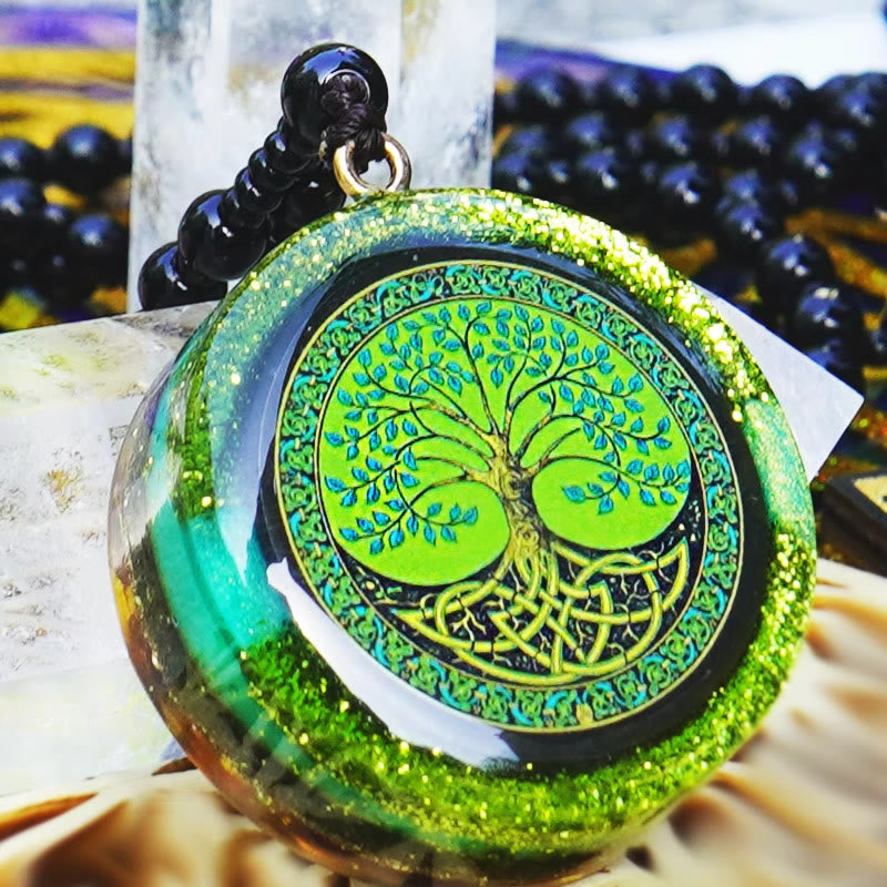 Olivenorma Peridot Tree of Life Orgone Necklace