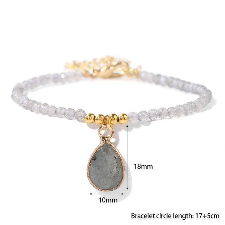 Olivenorma Natural Stone Beads Water Drop Pendant Bracelet