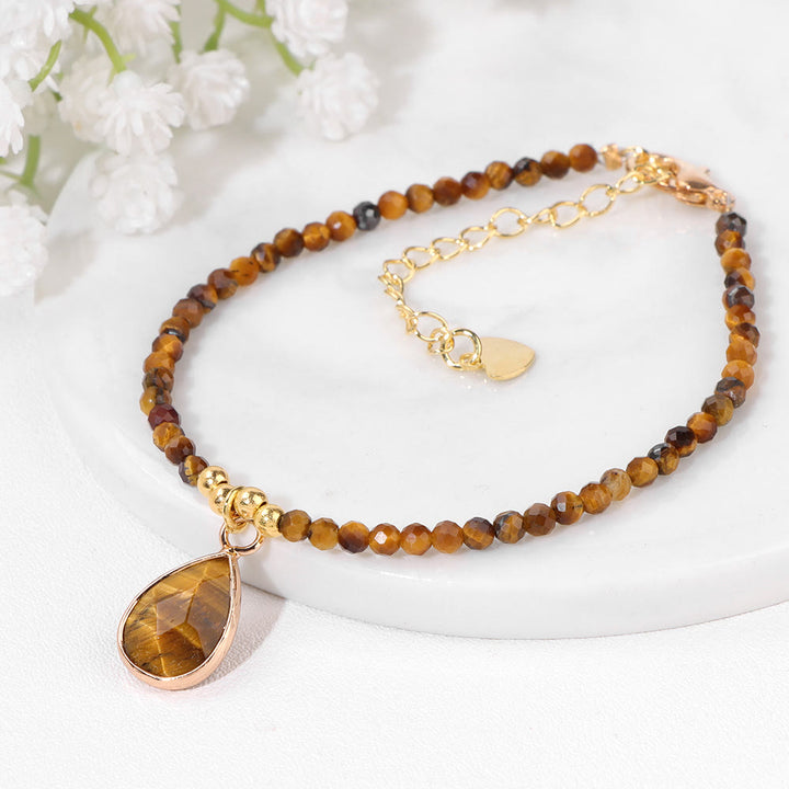 Olivenorma Natural Stone Beads Water Drop Pendant Bracelet