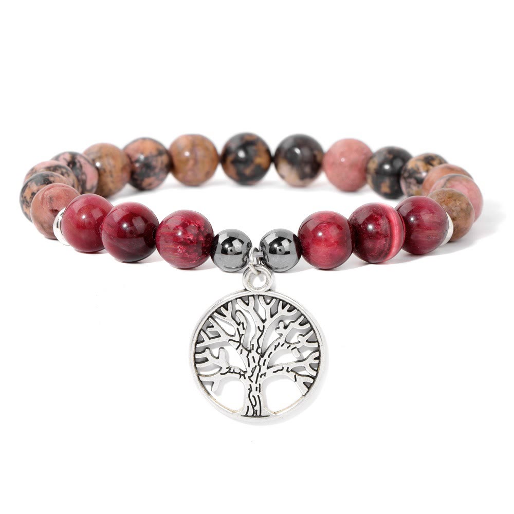 Olivenorma Natural Crystal Tree of Life Pendant Bracelet