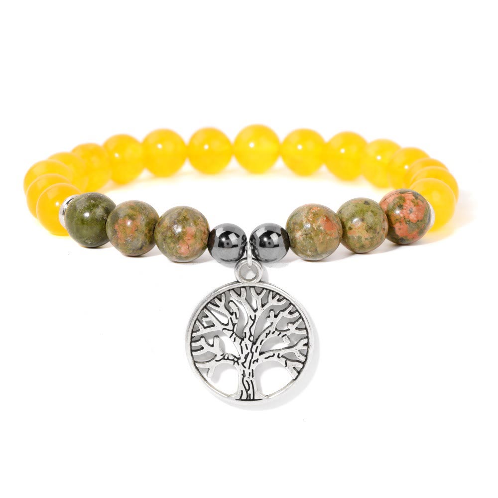 Olivenorma Natural Crystal Tree of Life Pendant Bracelet