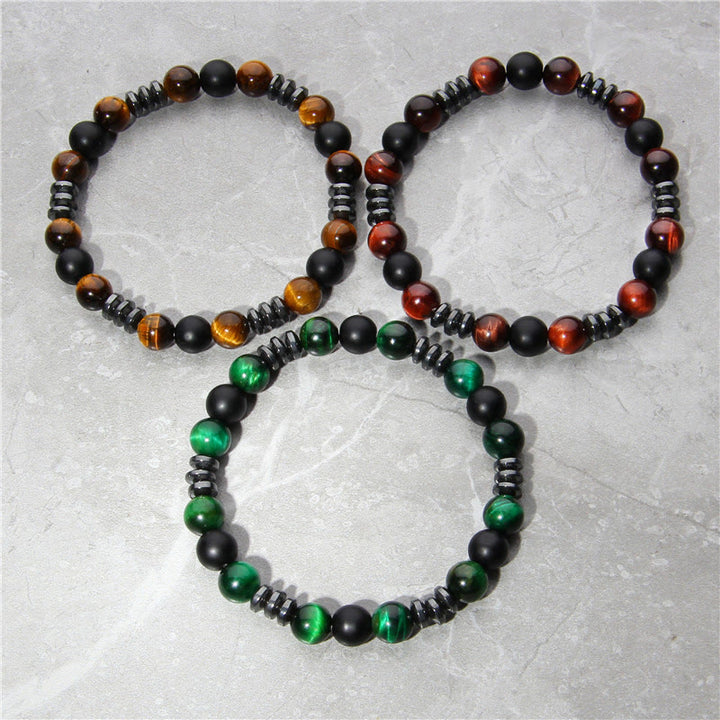 Olivenorma Natural Hematite Tiger Eye Stone Beads Bracelet