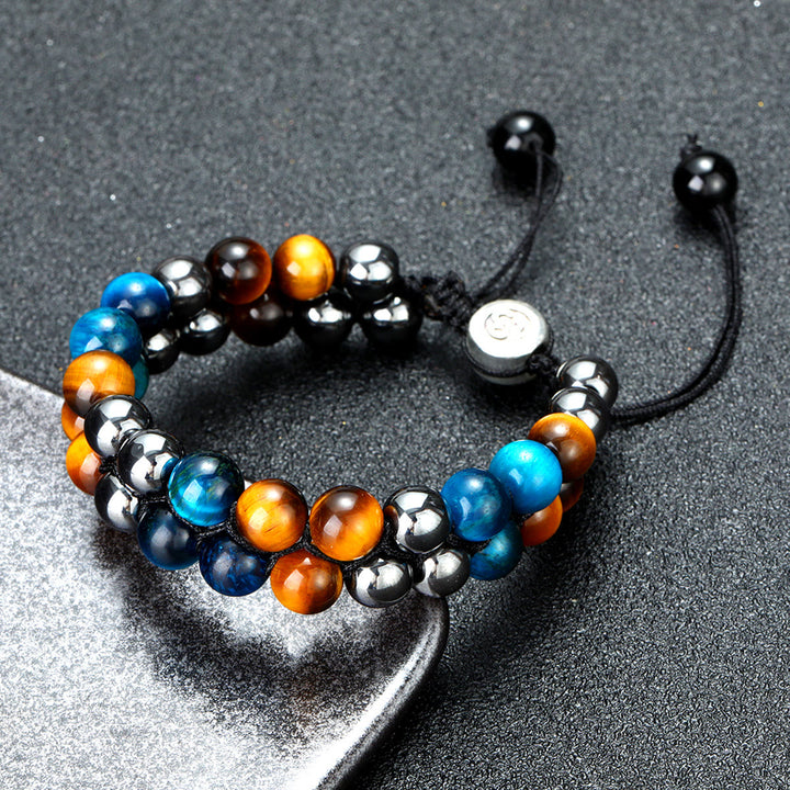 Olivenorma Men Blue Tiger Eye Beads OM Bracelet