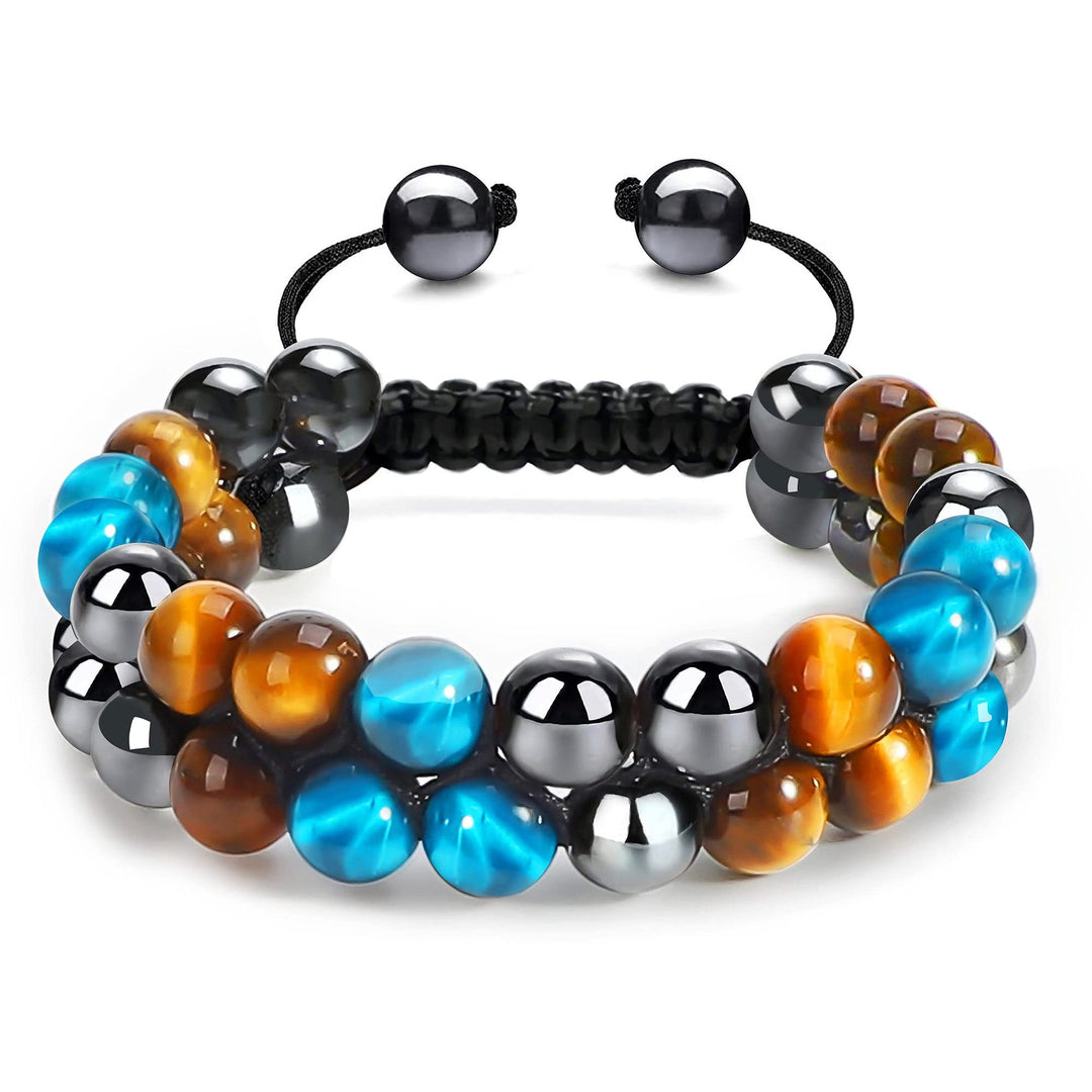 Olivenorma Men Hematite Green Tiger Eye Beads Bracelet