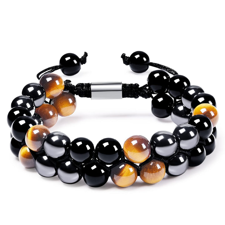 Olivenorma Men Hematite Obsidian Tiger Eye Beads Bracelet