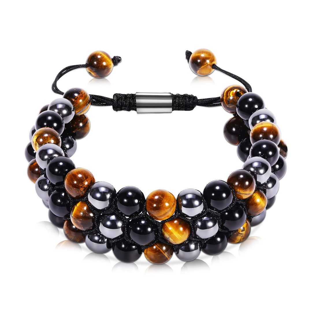 Olivenorma Men Hematite Obsidian Tiger Eye Beads Bracelet