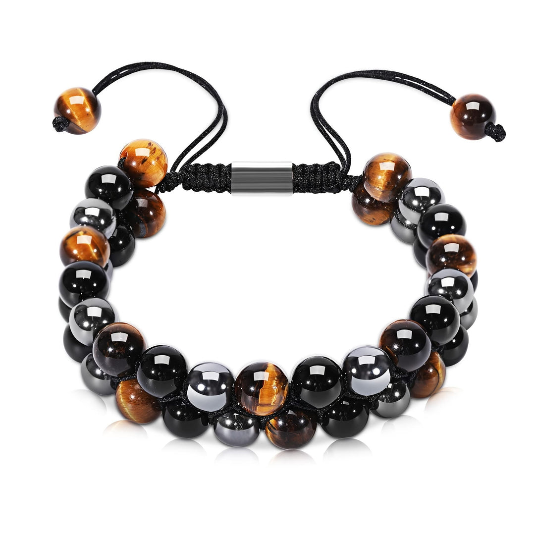 Olivenorma Men Hematite Obsidian Tiger Eye Beads Bracelet