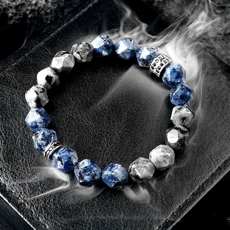 Olivenorma Men Geometric Facets Blue Sodalite Labradorite Beads Bracelet - Men - 18-19cm - image 0