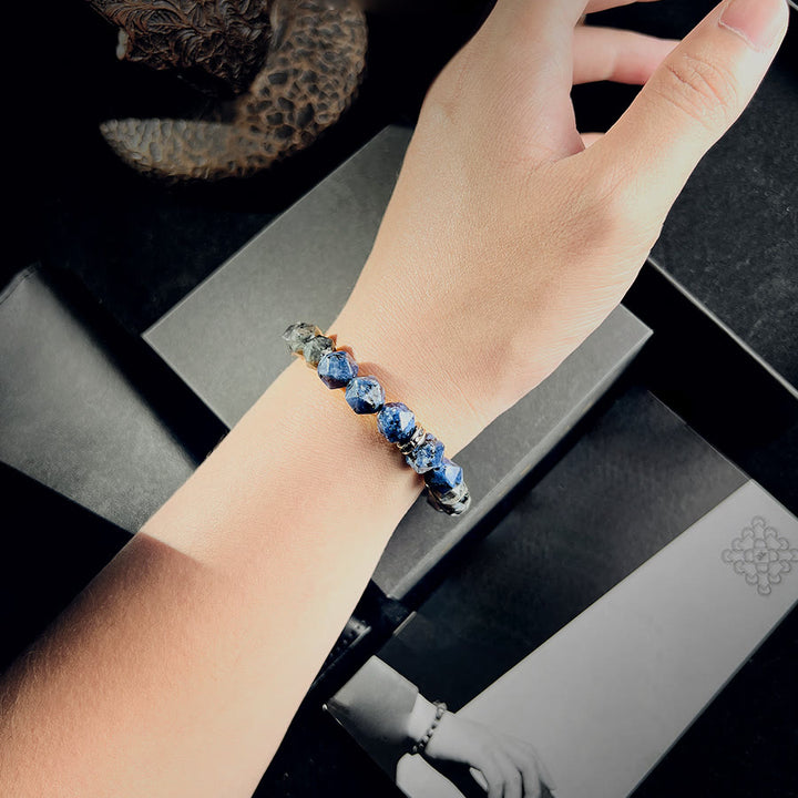 Olivenorma Men Geometric Facets Blue Sodalite Labradorite Beads Bracelet - image 2