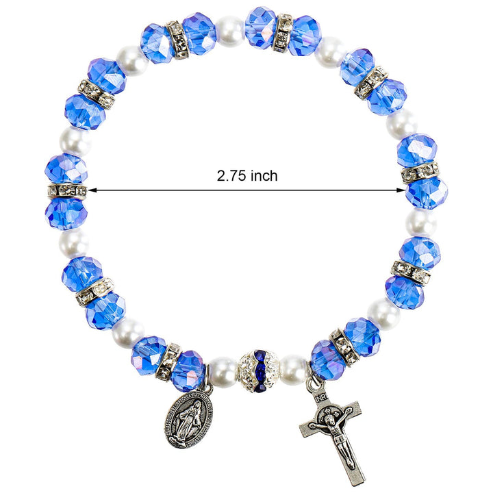 Olivenorma "Grounded In Faith" Sapphire Crystal Rosary Bracelet