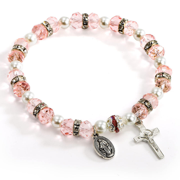 Olivenorma "Grounded In Faith" Sapphire Crystal Rosary Bracelet