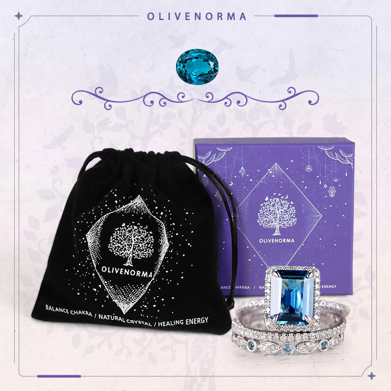 FREE Today: "Calm Ocean" - Aquamarine with Zircon 3 PCS Ring Set - image 4