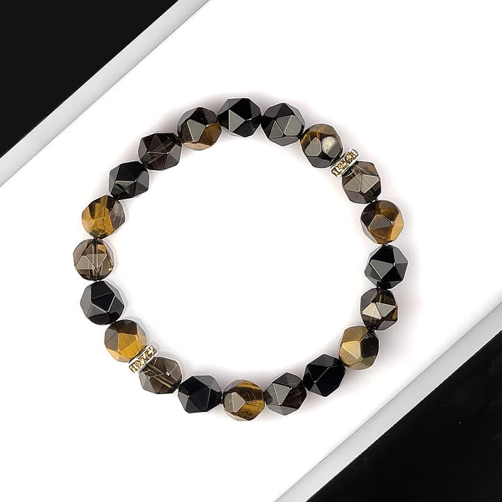 Olivenorma Men  Facets Tiger Eye Black Onyx Beads Bracelet - image 8