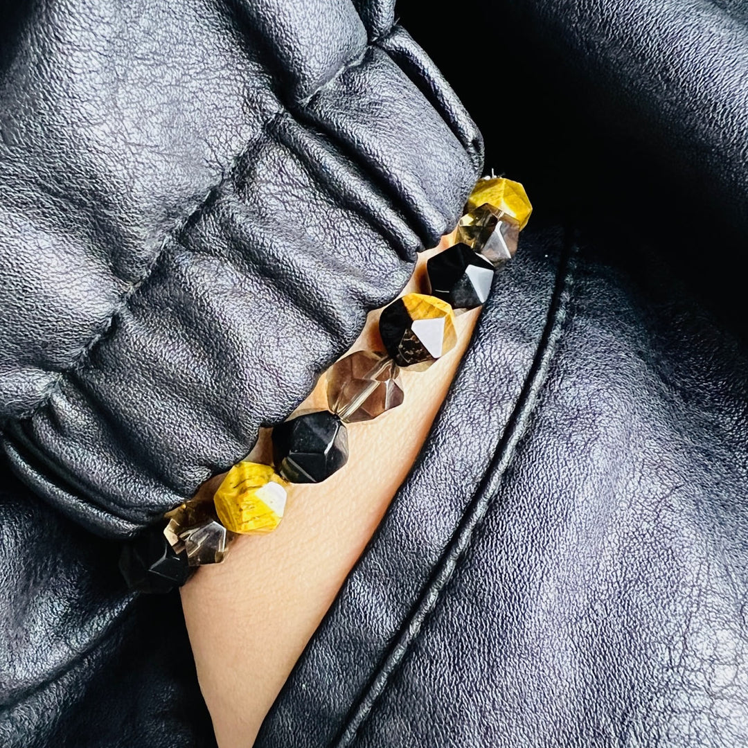 Olivenorma Men  Facets Tiger Eye Black Onyx Beads Bracelet - image 3