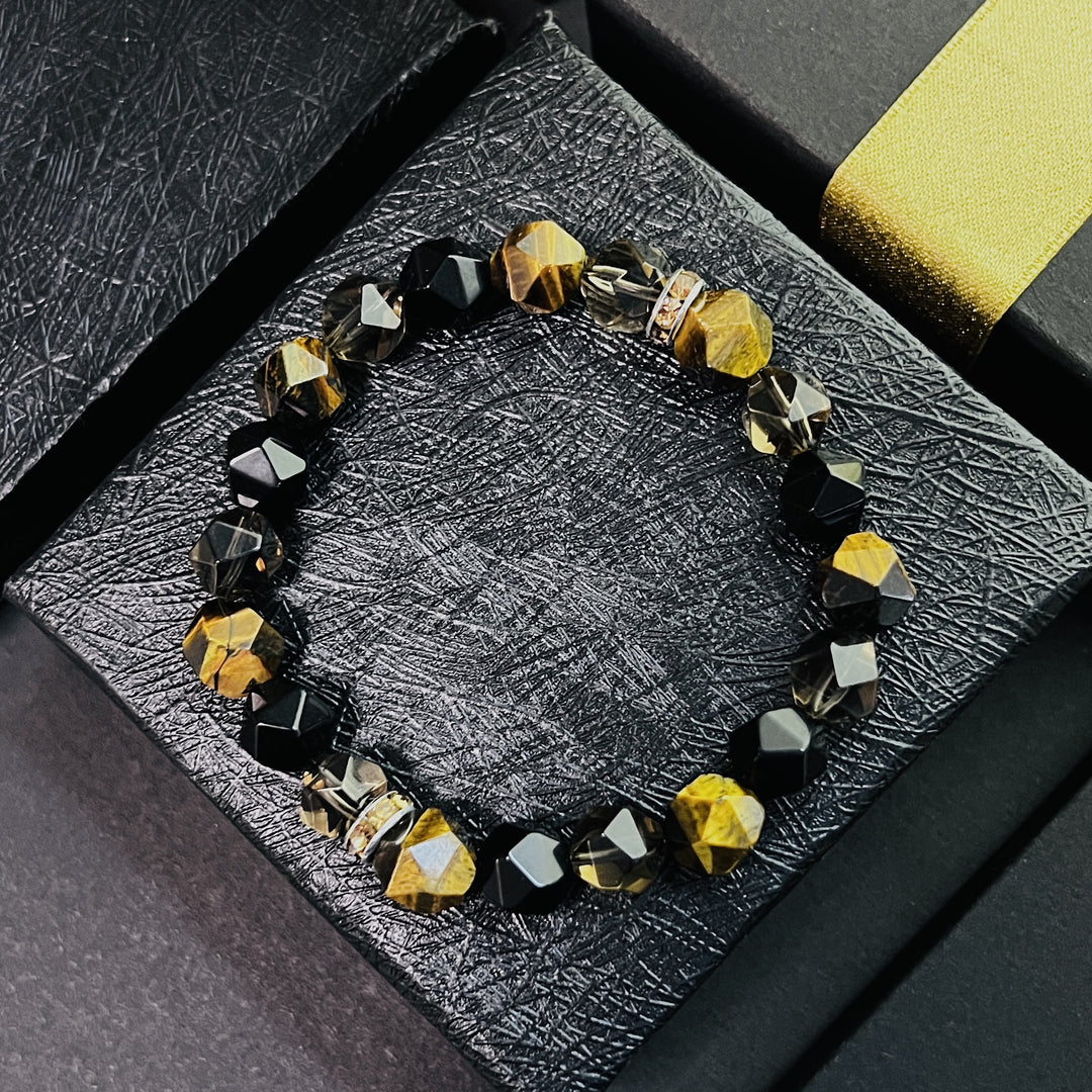 Olivenorma Men  Facets Tiger Eye Black Onyx Beads Bracelet - image 5