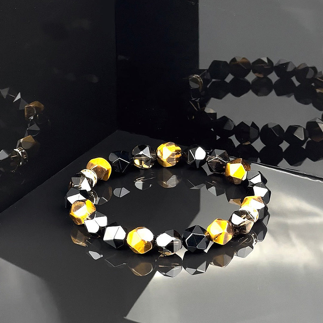 Olivenorma Men  Facets Tiger Eye Black Onyx Beads Bracelet - image 6