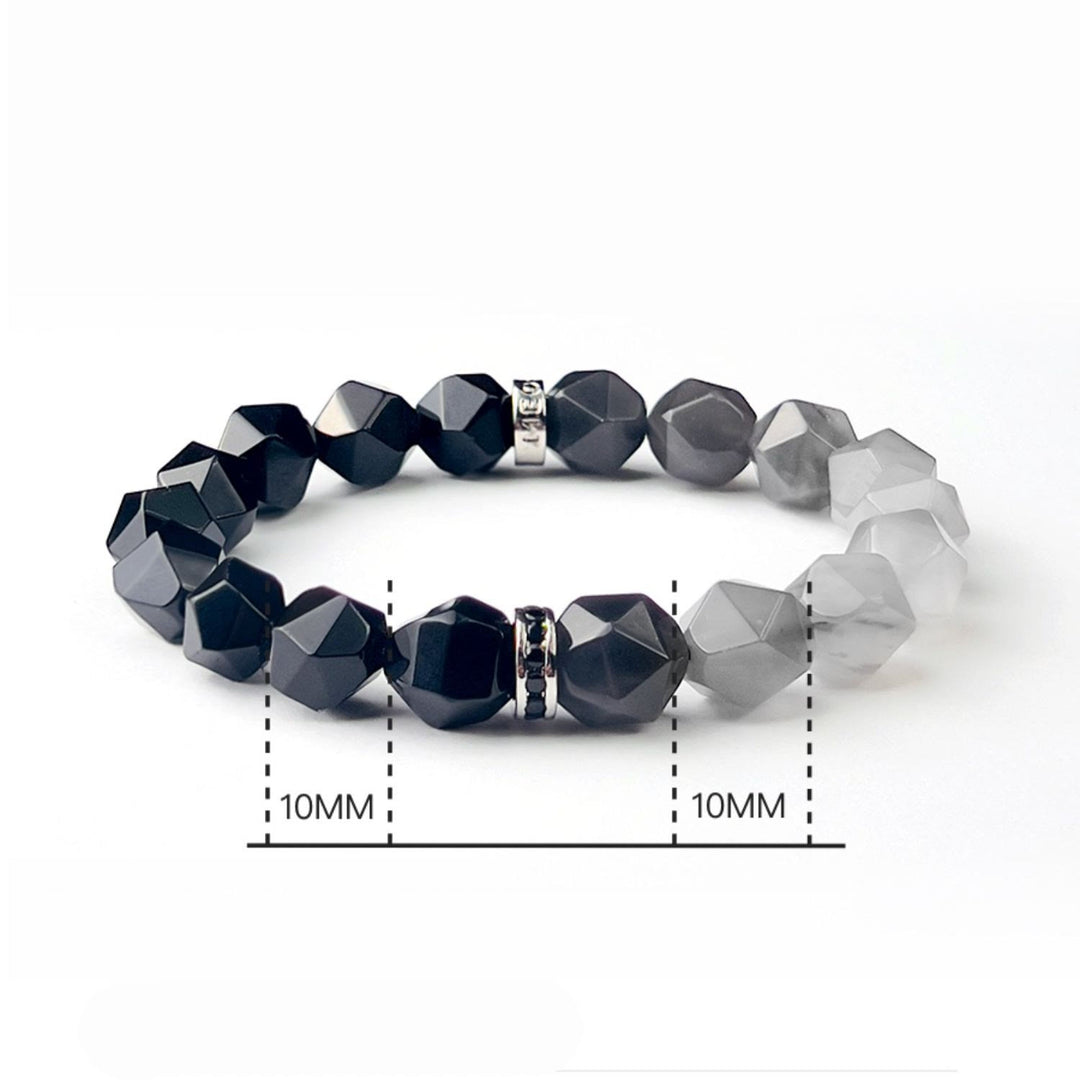 Olivenorma Men Facets Black Onyx Cloud Quartz Beads Bracelet - image 5