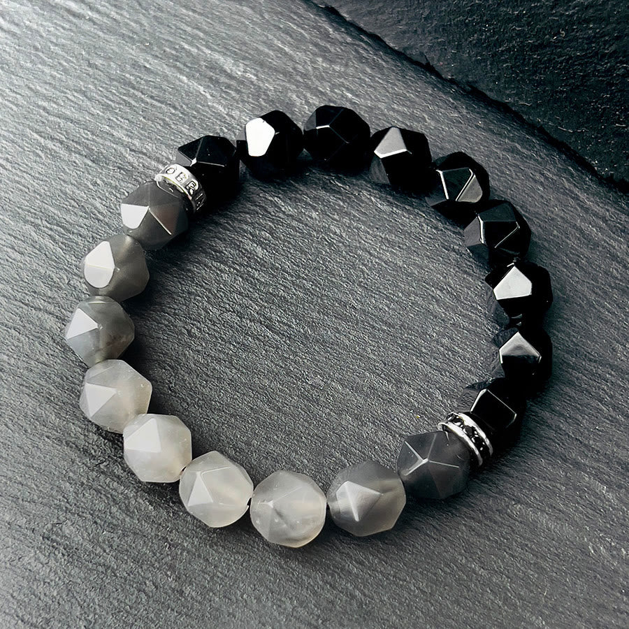 Olivenorma Men Facets Black Onyx Cloud Quartz Beads Bracelet - image 4