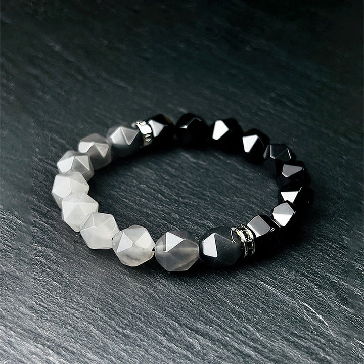 Olivenorma Men Facets Black Onyx Cloud Quartz Beads Bracelet - image 3