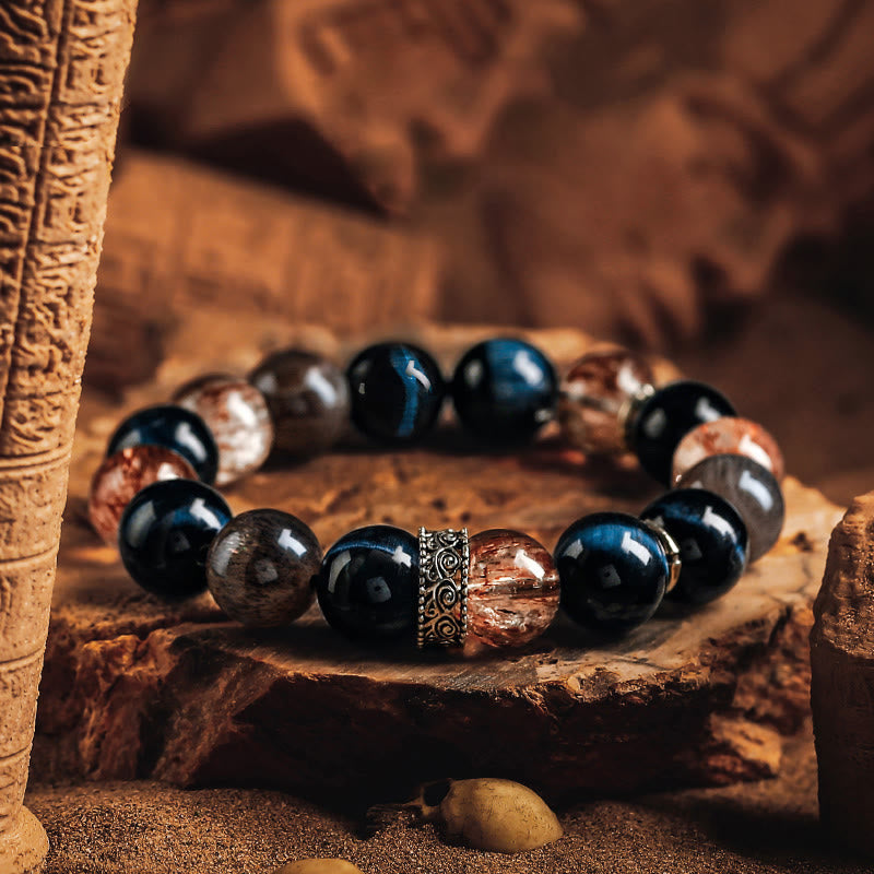 Olivenorma Men Black Gold Super Seven Beads Bracelet