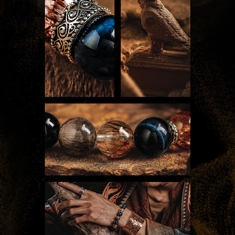 Olivenorma Men Black Gold Super Seven Beads Bracelet - image 4