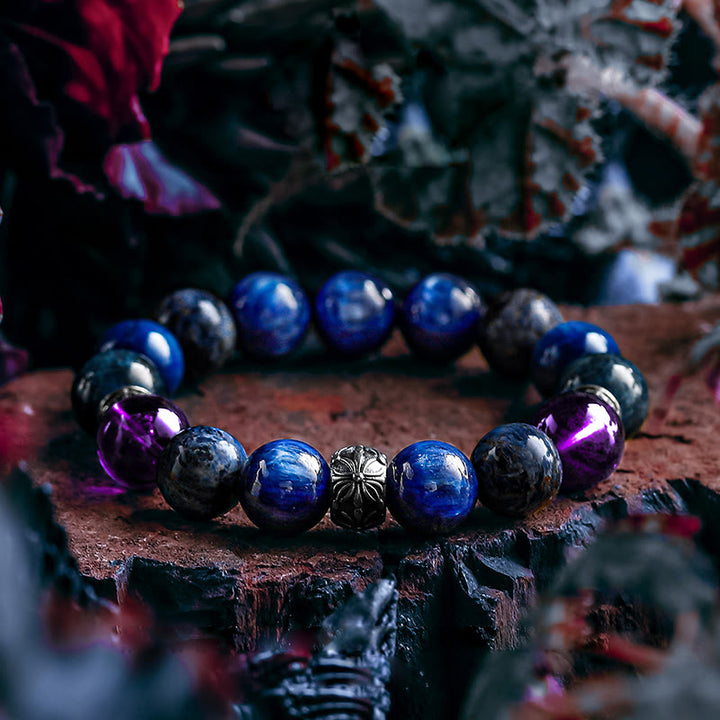 Olivenorma Men Lapis Lazuli Amethyst Pietersite Beads Bracelet