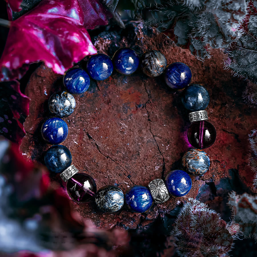 Olivenorma Men Lapis Lazuli Amethyst Pietersite Beads Bracelet