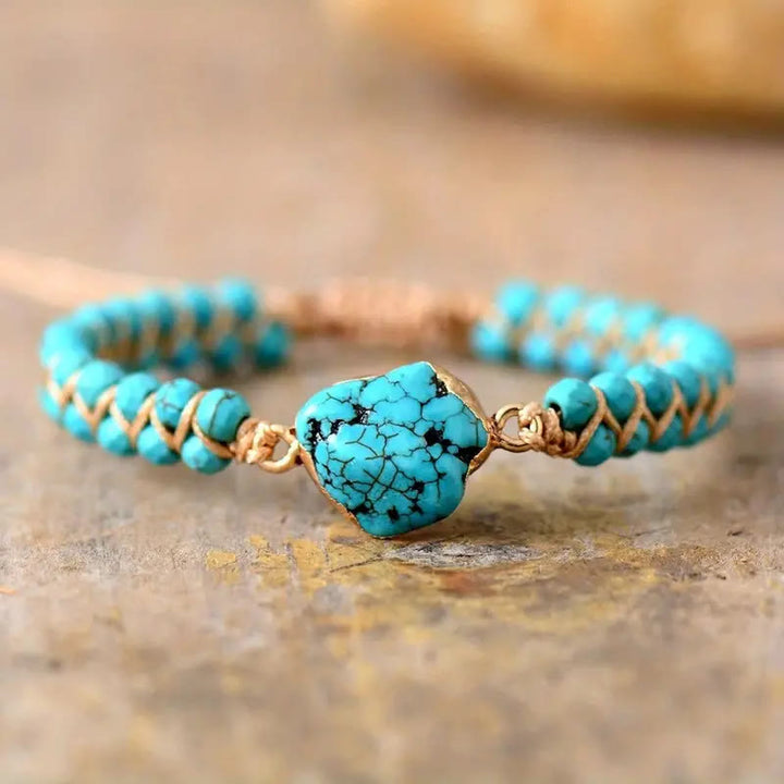 Olivenorma Irregular Bracelet Turquoise Double Beaded Bracelet