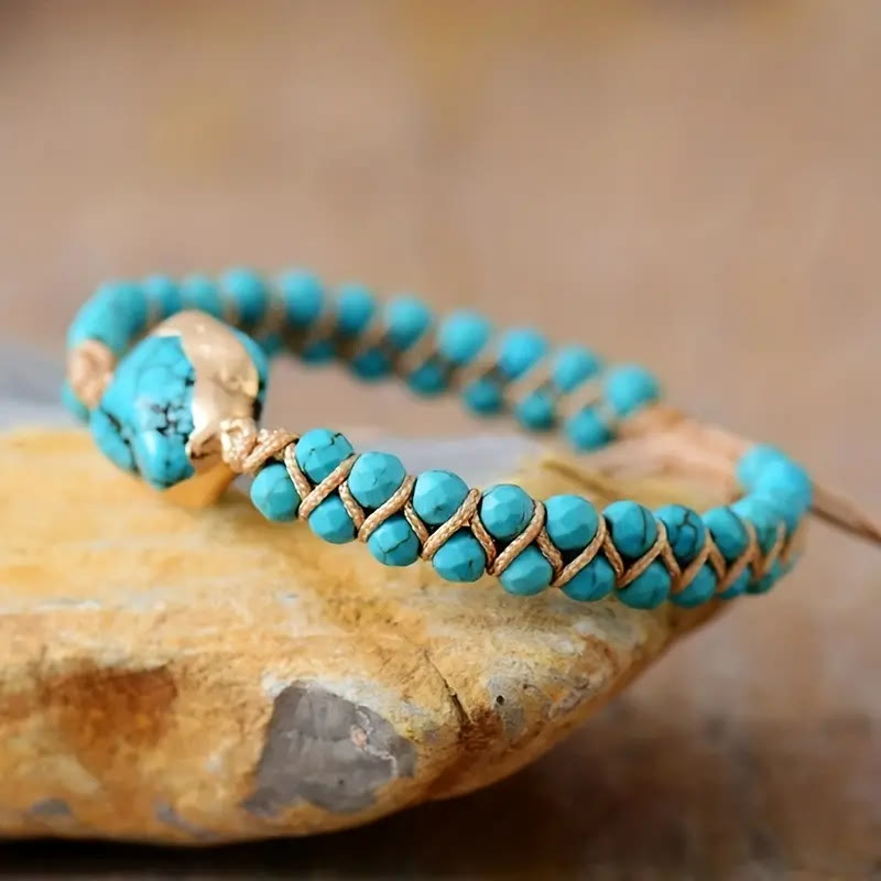 Olivenorma Irregular Bracelet Turquoise Double Beaded Bracelet