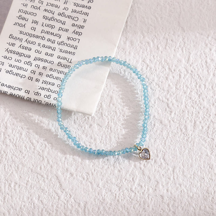 Olivenorma White Zircon Pendant Color Rice Beads Bracelet