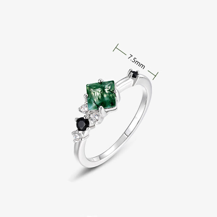 Olivenorma Square Moss Agate S925 Sterling Silver Ring - image 7