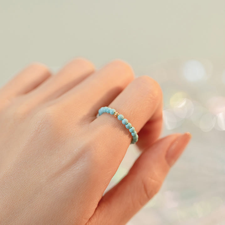 Olivenorma Extra Fine 2mm Small Turquoise Bead Ring - image 1