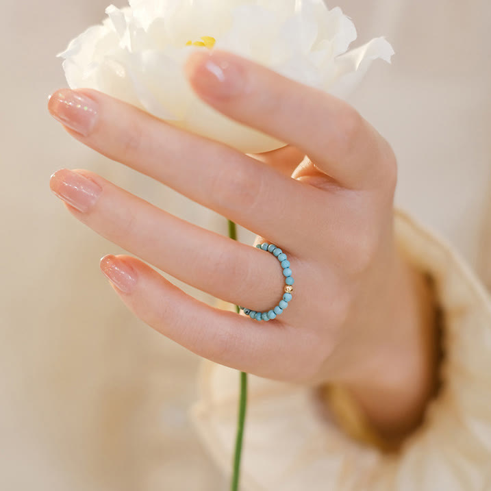 Olivenorma Extra Fine 2mm Small Turquoise Bead Ring