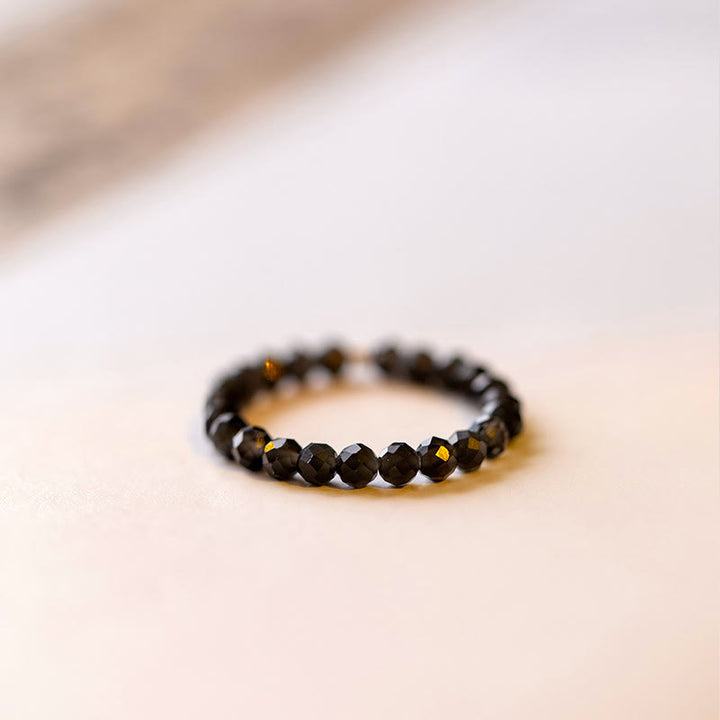 Olivenorma Extra Fine 3mm Faceted Obsidian Bead Ring