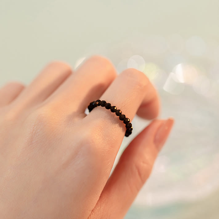 Olivenorma Extra Fine 3mm Faceted Obsidian Bead Ring