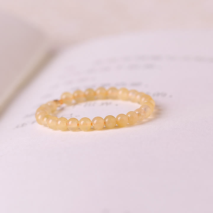 Olivenorma Extra Fine 2mm Yellow Jade Beaded Ring