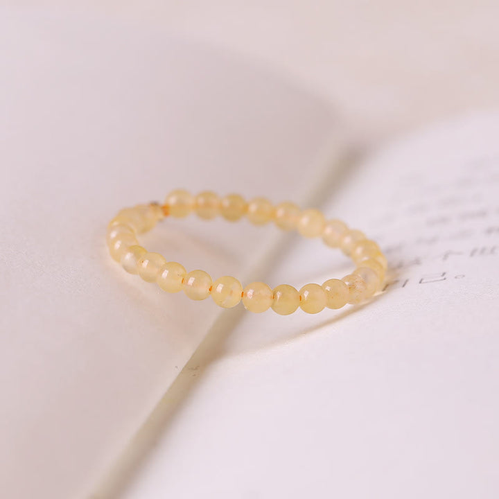 Olivenorma Extra Fine 2mm Yellow Jade Beaded Ring