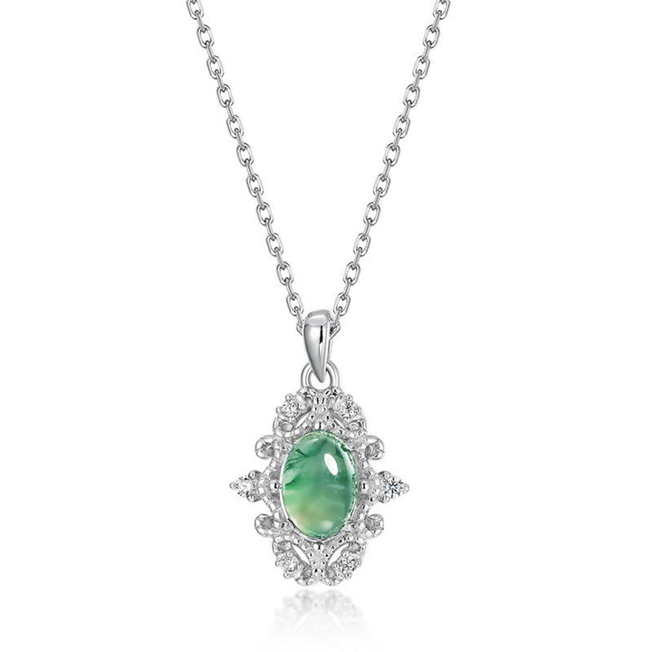 Olivenorma Vintage Moss Agate S925 Sterling Silver Necklace - Moss Agate - image 0