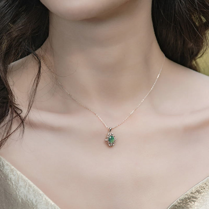 Olivenorma Vintage Moss Agate S925 Sterling Silver Necklace - image 1
