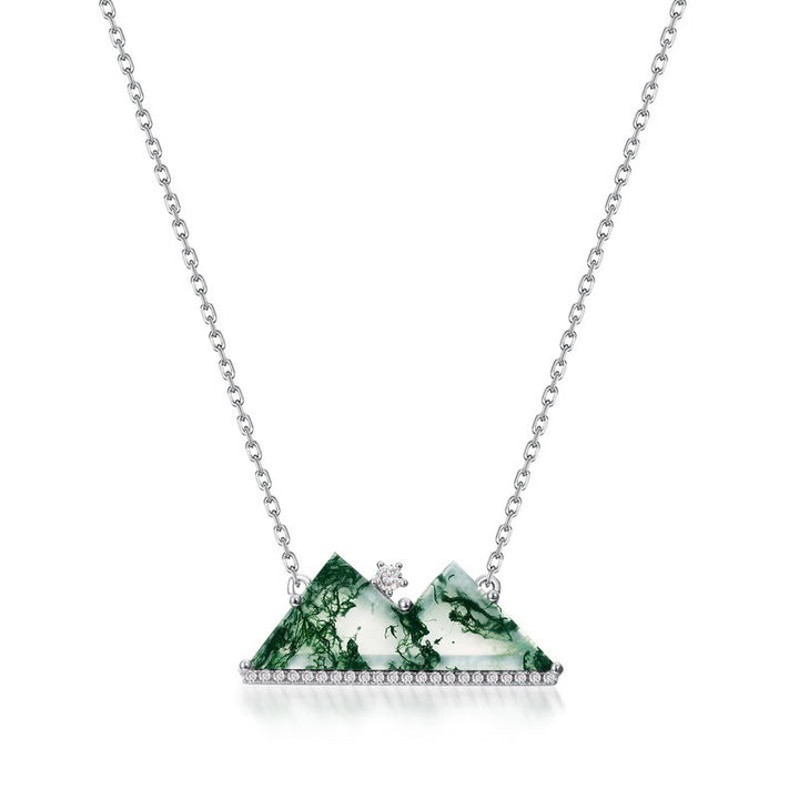 Olivenorma Mountains Moss Agate Design Necklace