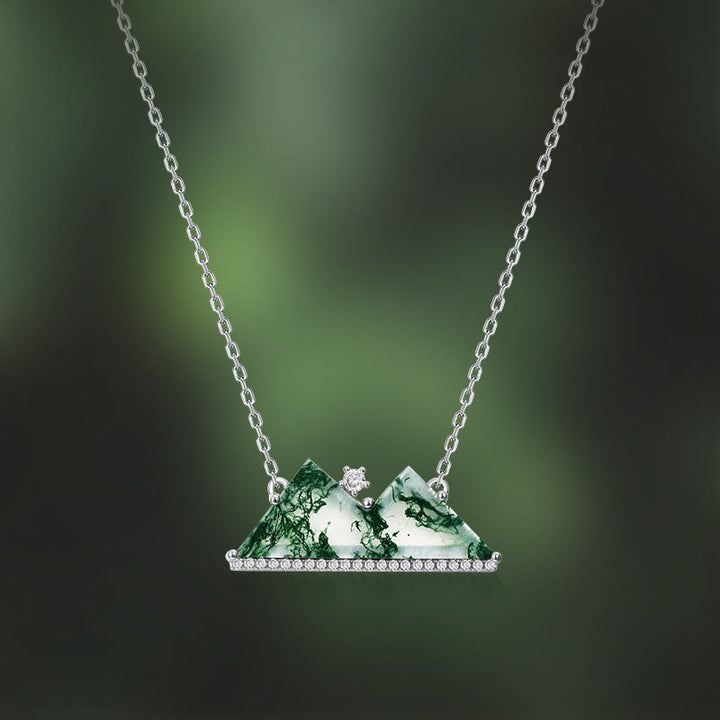 Olivenorma Mountains Moss Agate Design Necklace