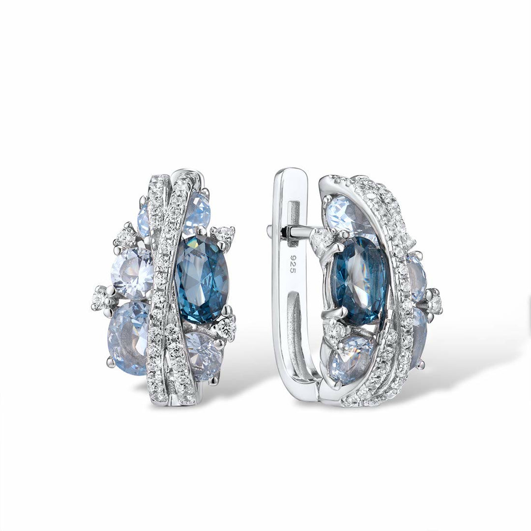 FREE Today: 925 Sterling Silver Twist Dangle Aquamarine Ring/ Necklace/ Earrings - Aquamarine - Earrings - image 8