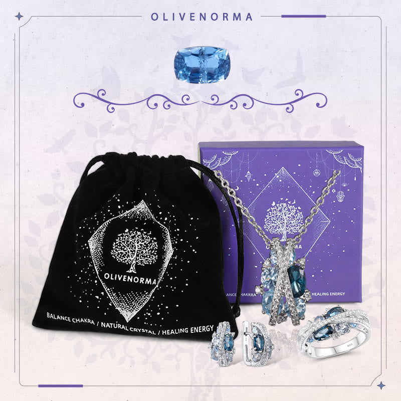 FREE Today: 925 Sterling Silver Twist Dangle Aquamarine Ring/ Necklace/ Earrings - image 19