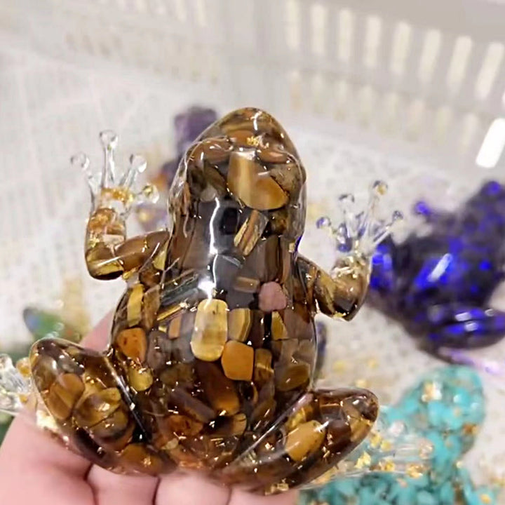 Olivenorma Crystal Resin Frog Ornament Gemstone Decoration