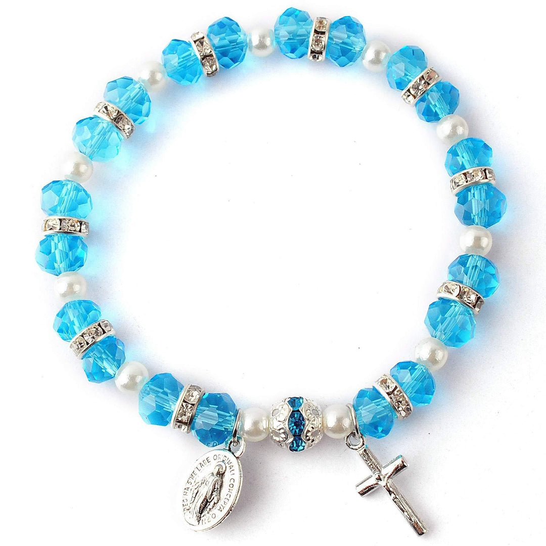 Olivenorma "Grounded In Faith" Sapphire Crystal Rosary Bracelet