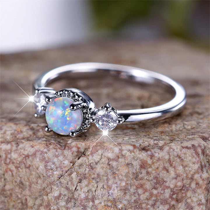 Olivenorma Four Prong Round Opal Ring