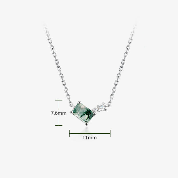 Olivenorma 3Pcs Moss Agate White Zircon Jewelry Set