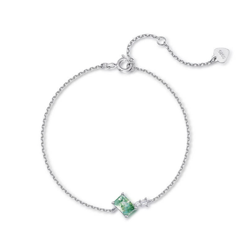 Olivenorma 3Pcs Moss Agate White Zircon Jewelry Set - Bracelet - image 8