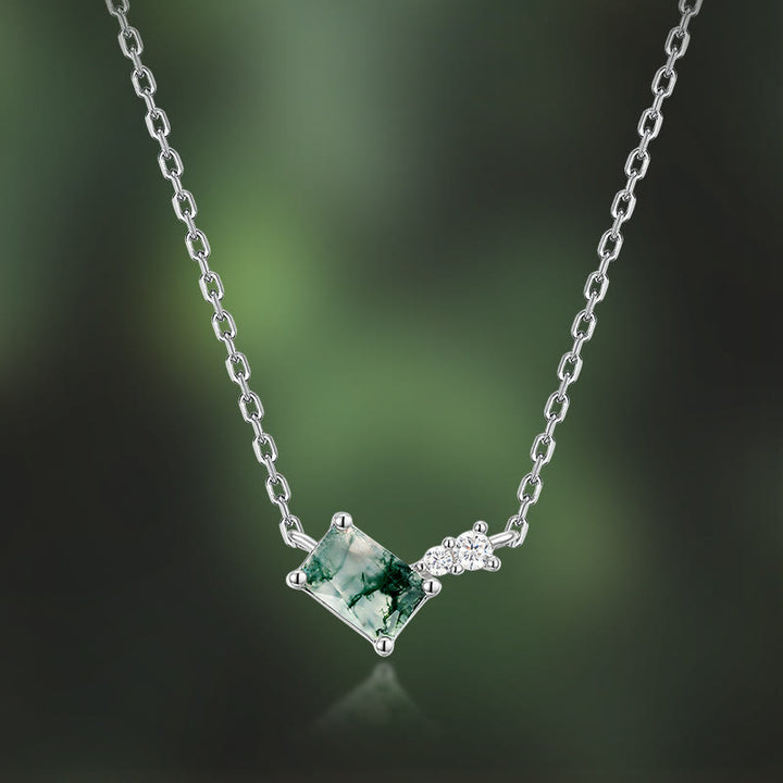 Olivenorma 3Pcs Moss Agate White Zircon Jewelry Set - image 2